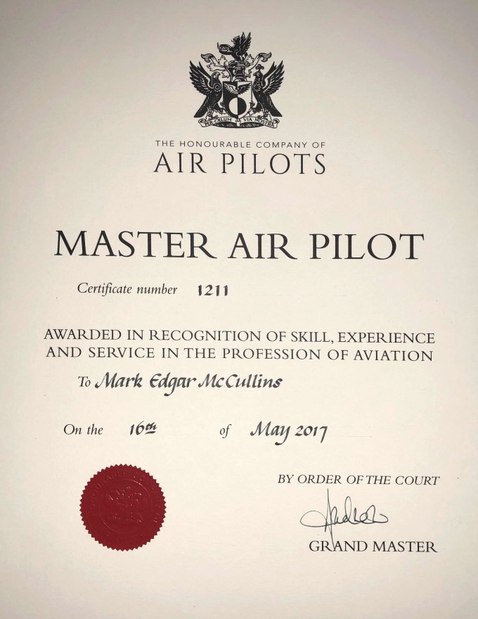 Chief Test Pilot Mark McCullins Receives Master Air Pilot Certificate ...