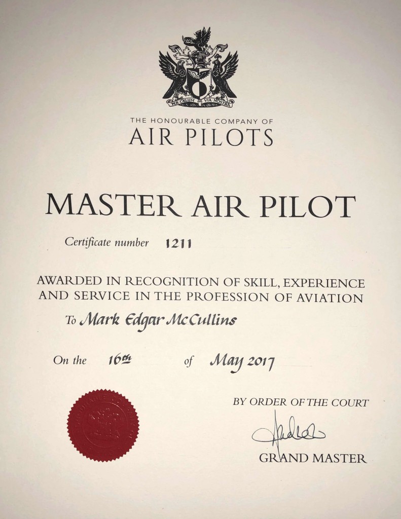 Chief Test Pilot Mark McCullins Receives Master Air Pilot Certificate